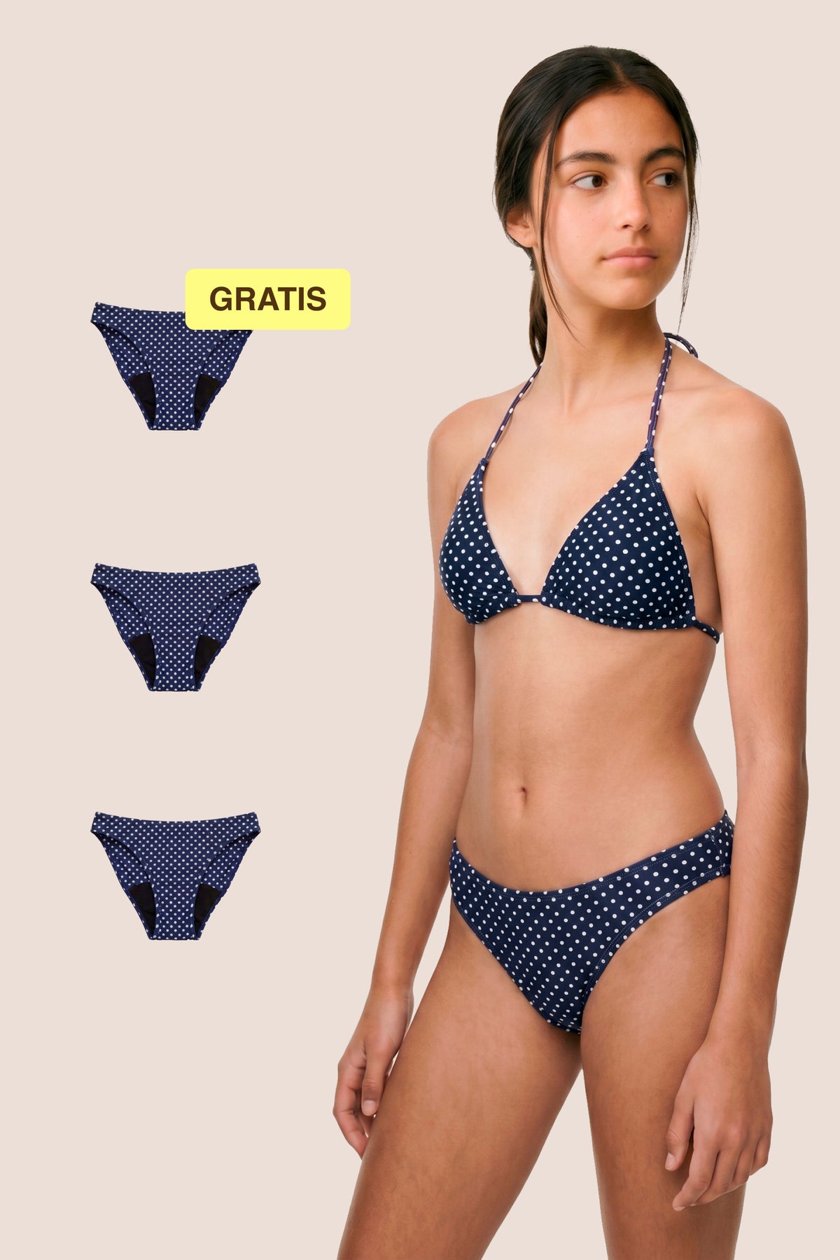 Perioden-Bikini für Teens | Klassisch | Blau mit Punkten