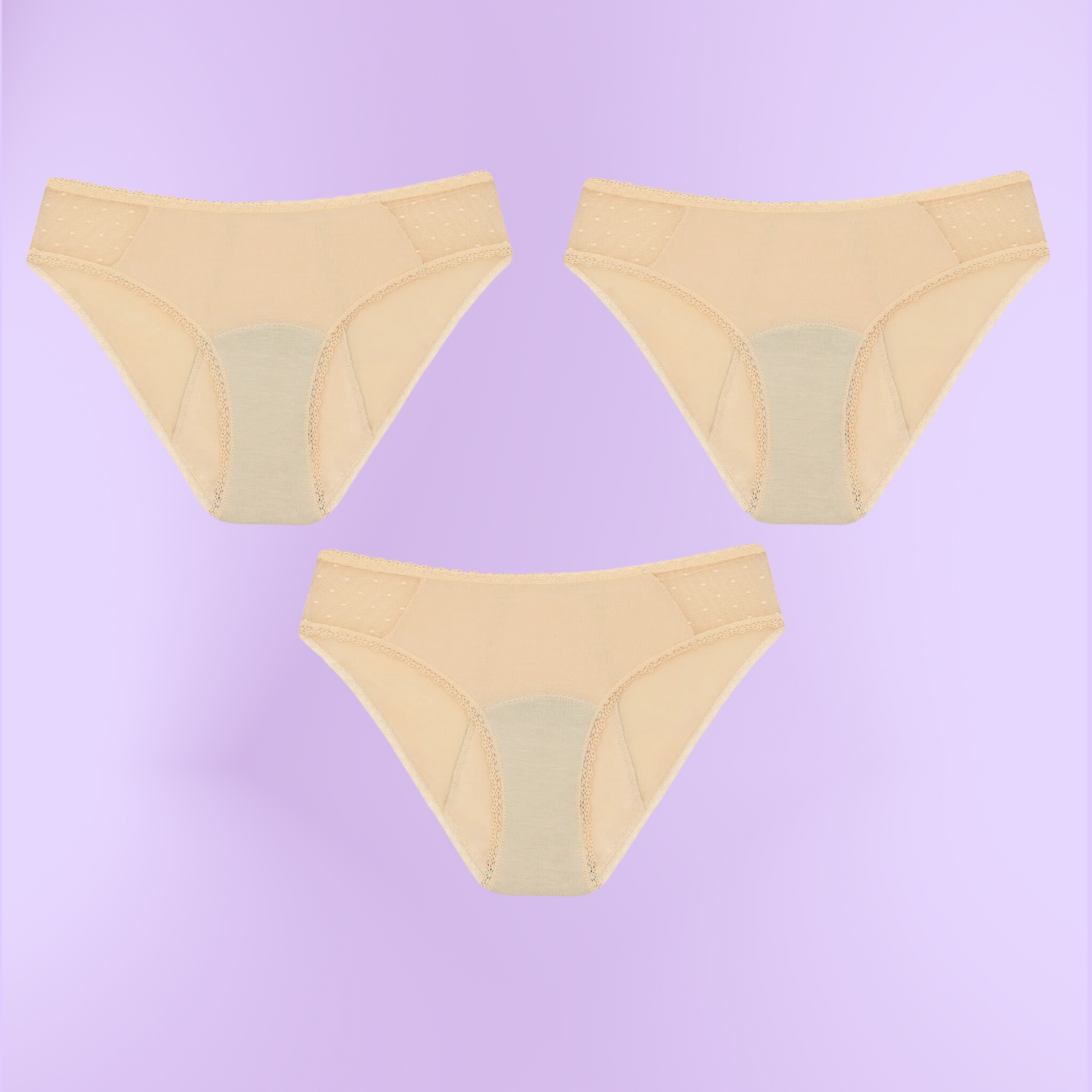 Periodenunterwäsche für Teenager | Hüfttransparent | Beige