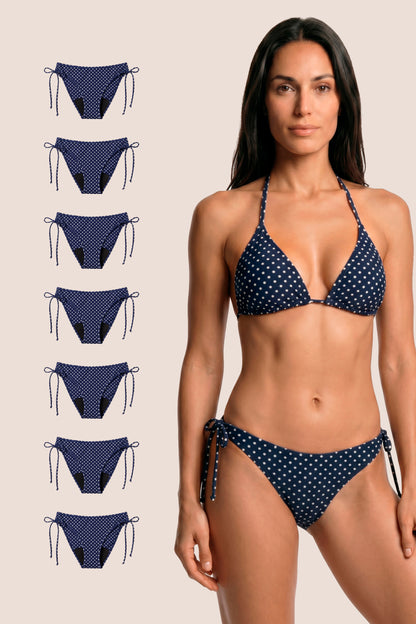 Perioden-Bikini Brasilianisch Blau mit Punkten pack 7 general