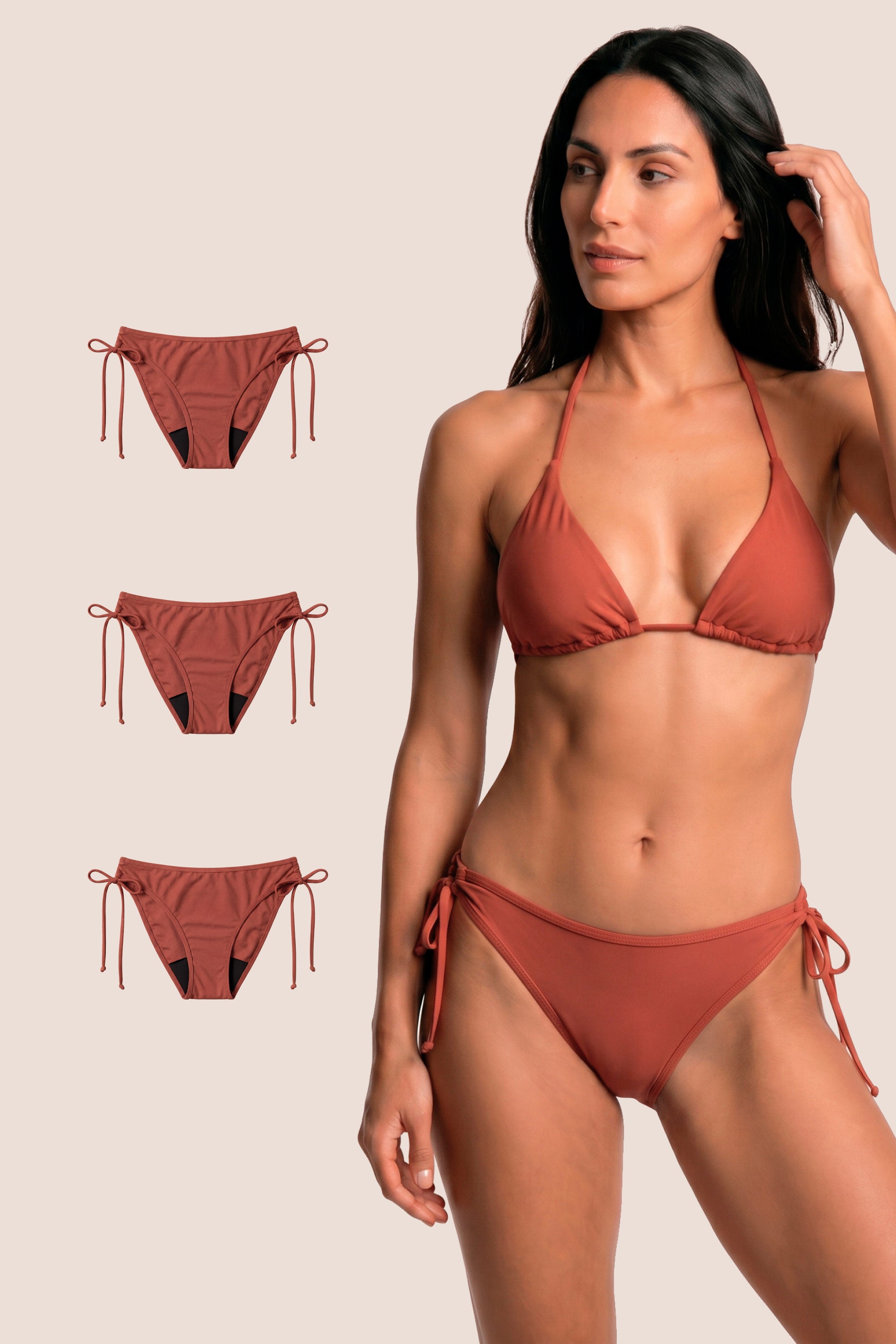 Perioden-Bikini Brasilianisch Koralle pack 3 general