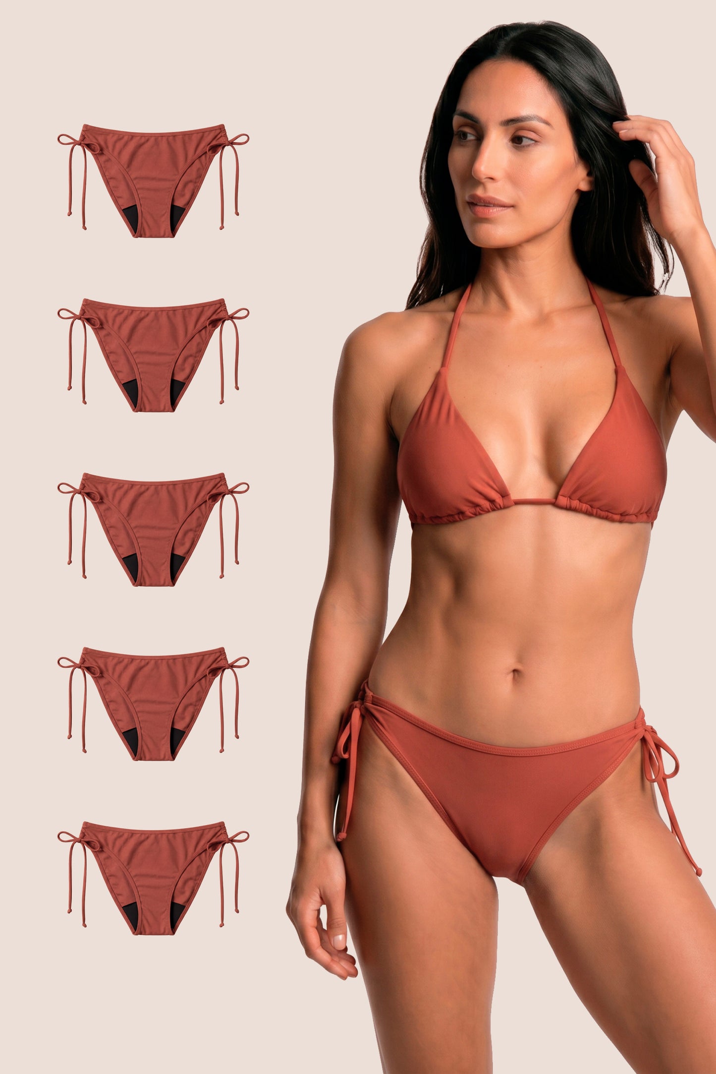 Perioden-Bikini Brasilianisch Koralle pack 5 general