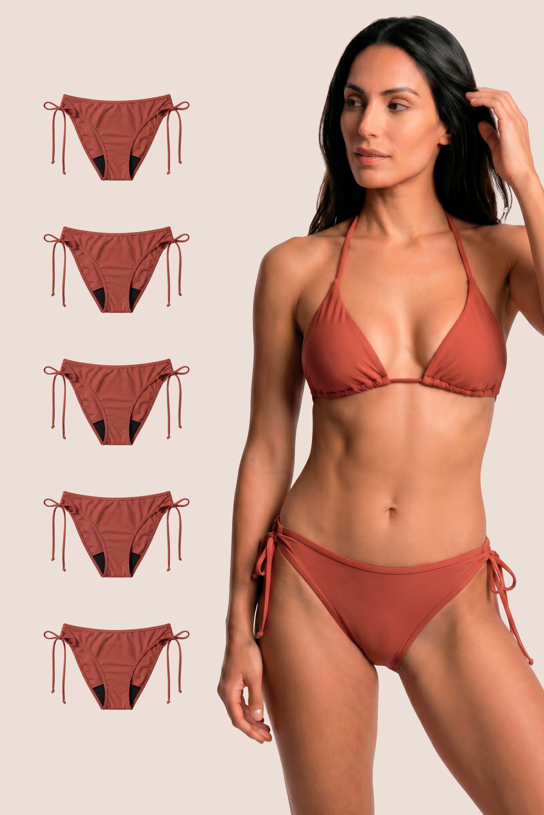 Perioden-Bikini Brasilianisch Koralle pack 5 general