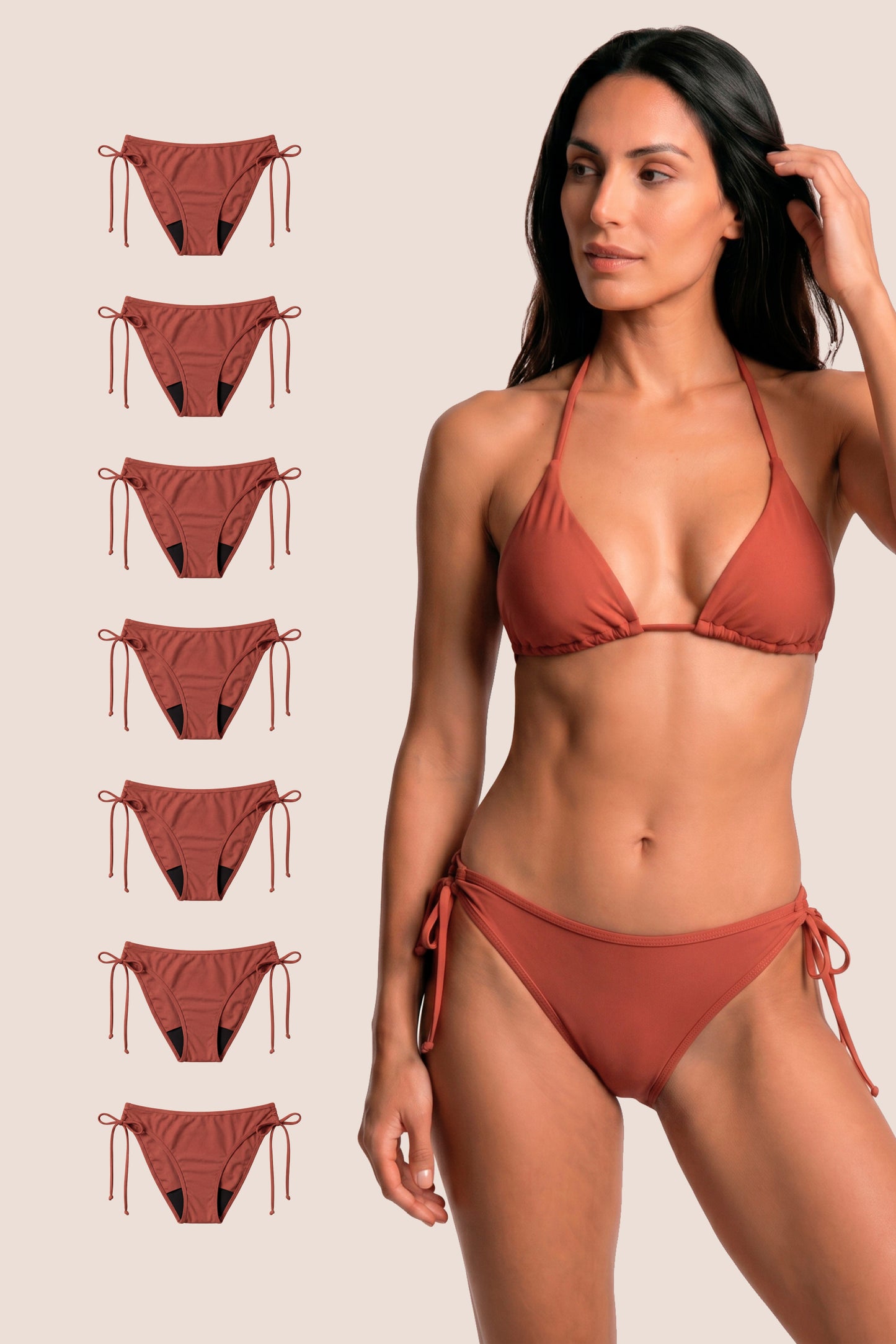 Perioden-Bikini Brasilianisch Koralle pack 7 general
