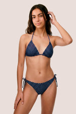 Perioden-Bikini für Teens | Brasilianisch mit Knoten | Blau mit Punkten