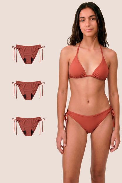 Perioden-Bikini für Teens Brasilianisch koralle pack 3 general