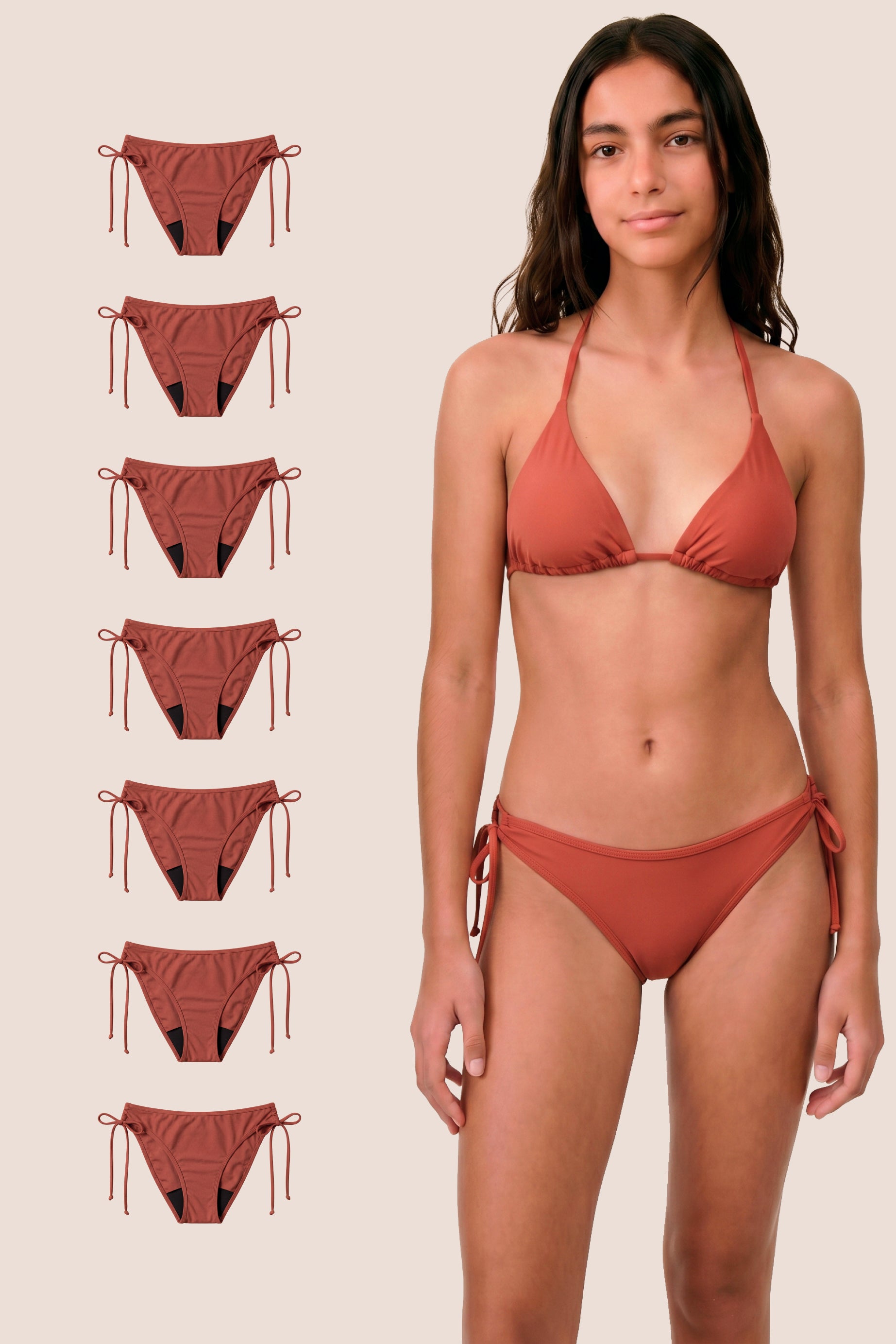 Perioden-Bikini für Teens Brasilianisch koralle pack 7 general