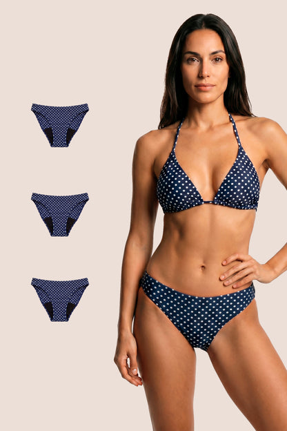 Perioden Bikini Klassisch Blau mit Punkten pack 3 general