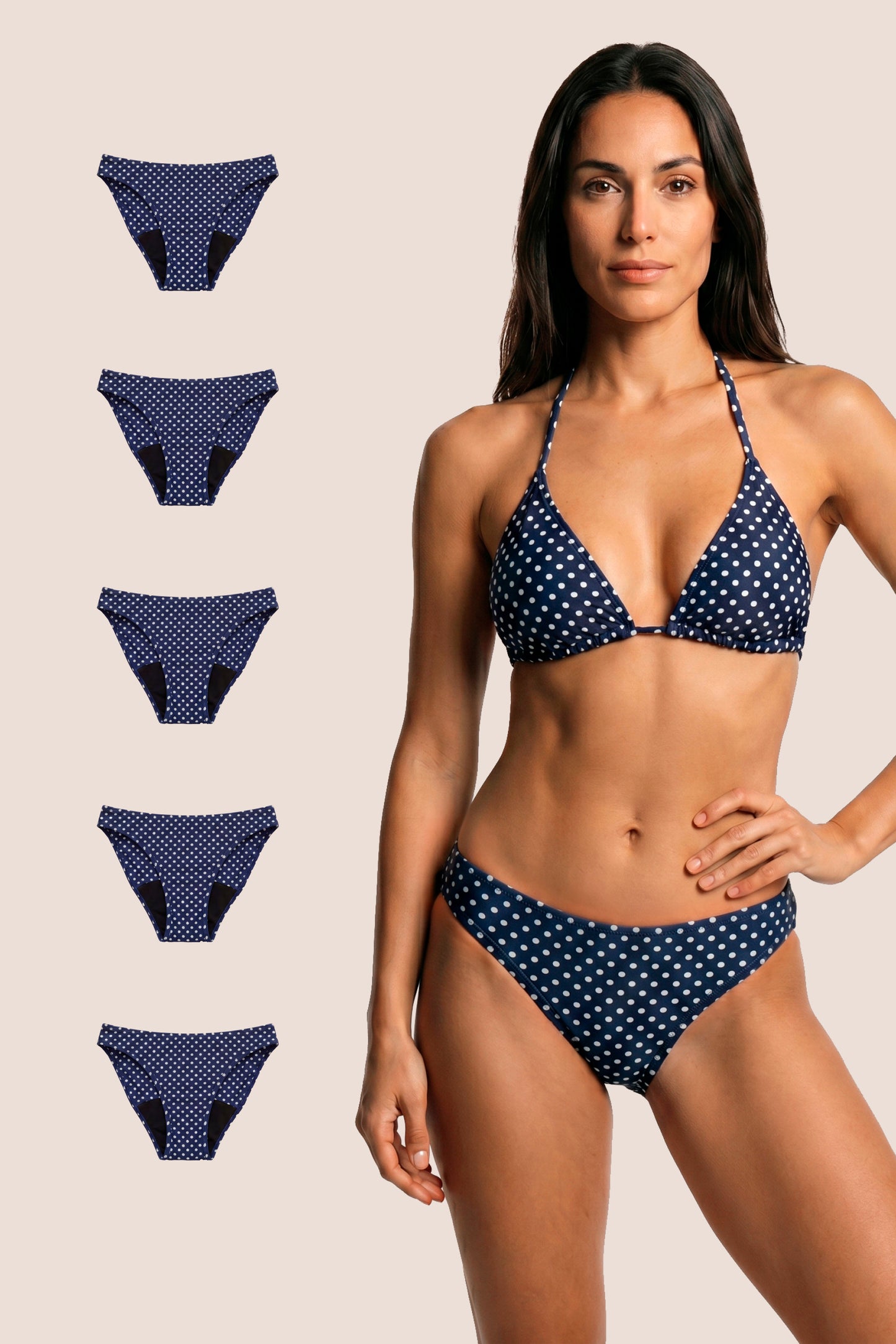 Perioden Bikini Klassisch Blau mit Punkten pack 5 general