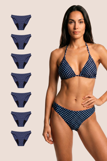 Perioden Bikini Klassisch Blau mit Punkten pack 7 general