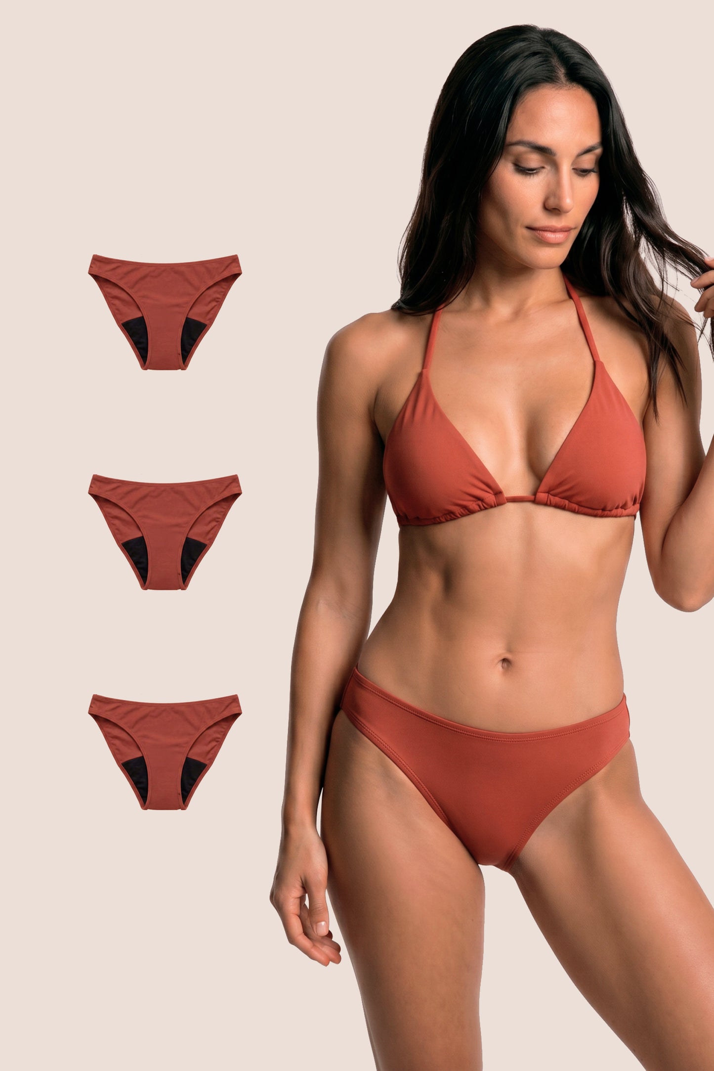 Perioden Bikini Klassisch Koralle pack 3 general