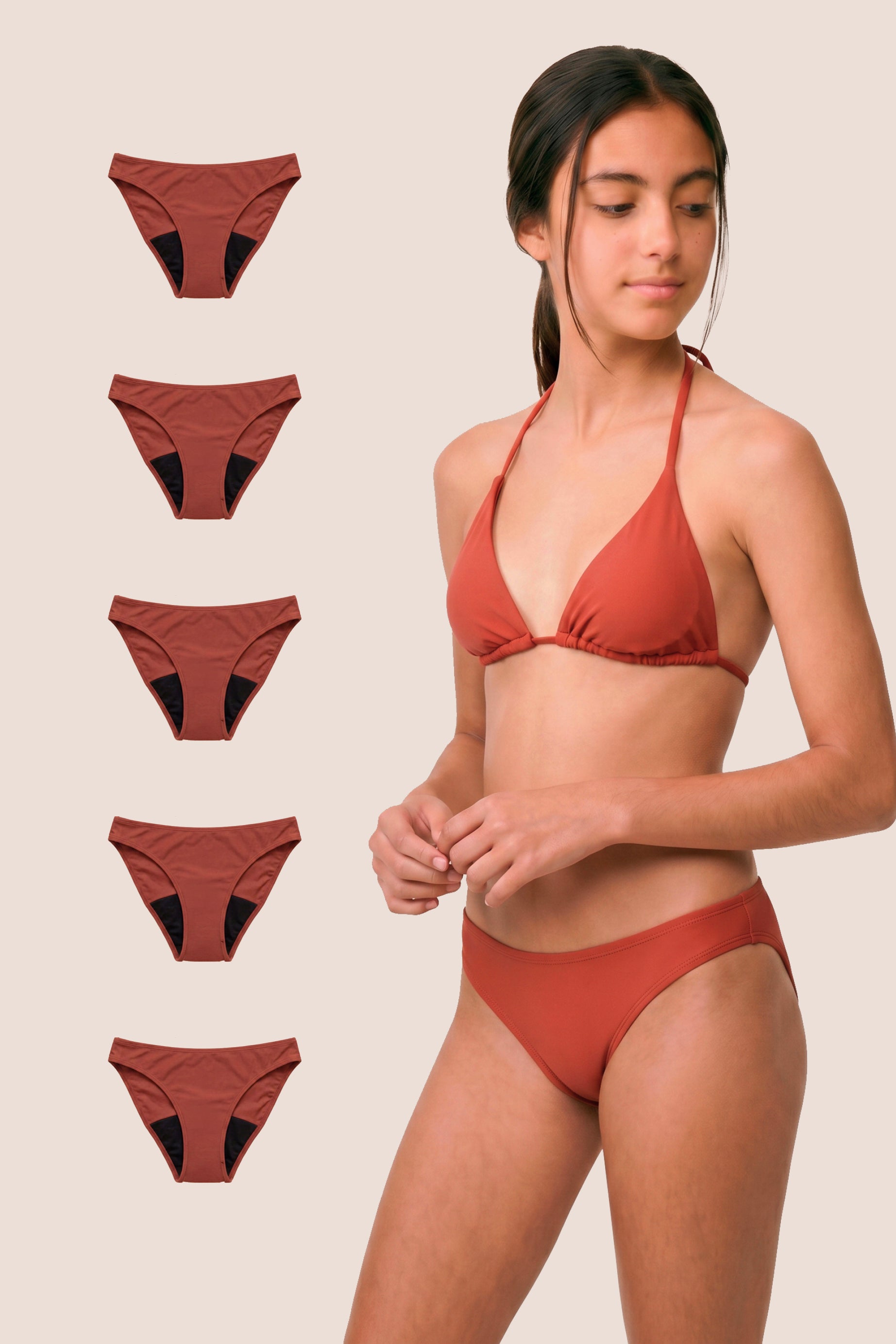 Perioden-Bikini für Teens Klassisch Koralle pack 5 general