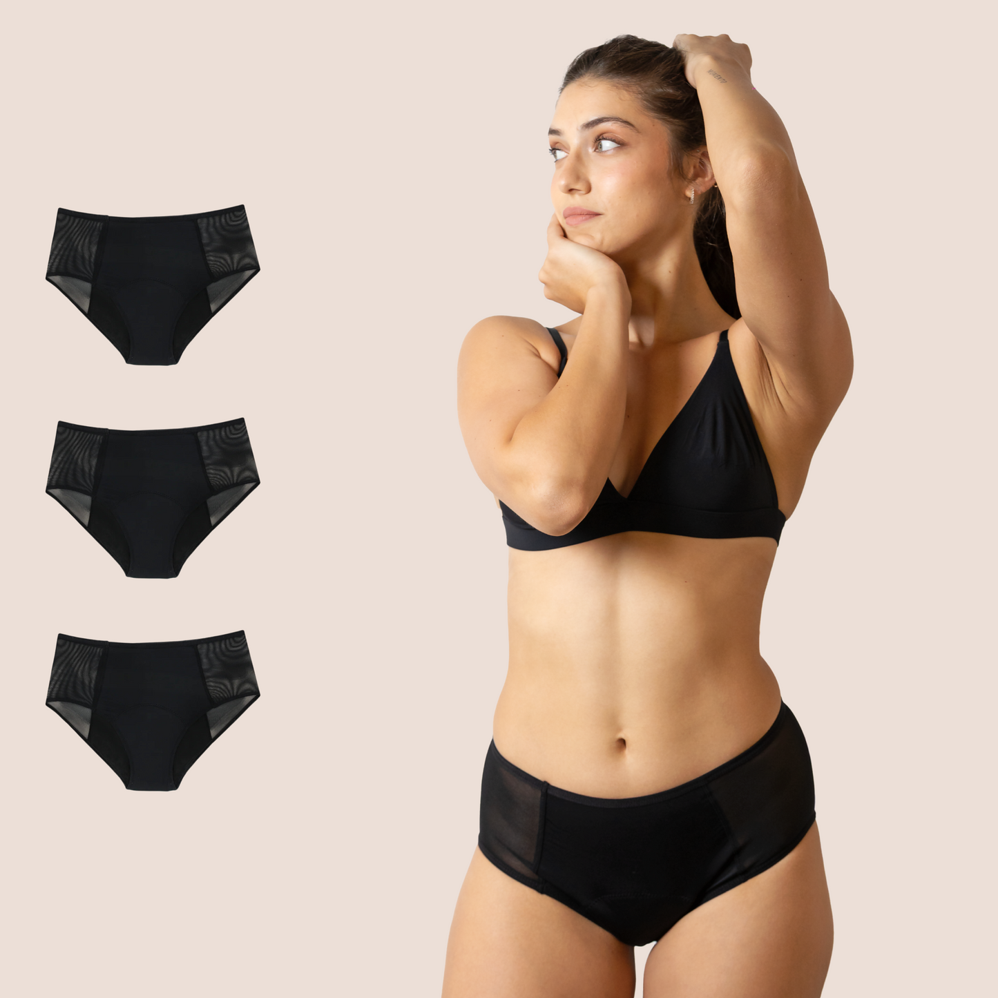 Periodenunterwäsche Hohe Taille Transparente Hüften pack 3