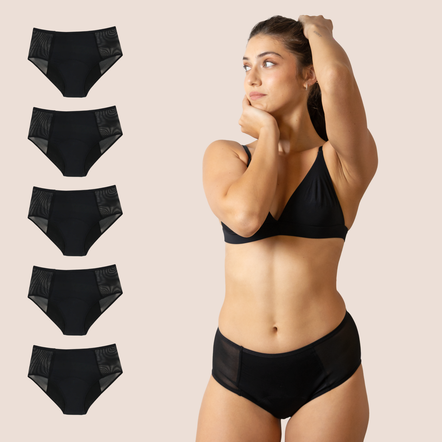 Periodenunterwäsche Hohe Taille Transparente Hüften pack 5