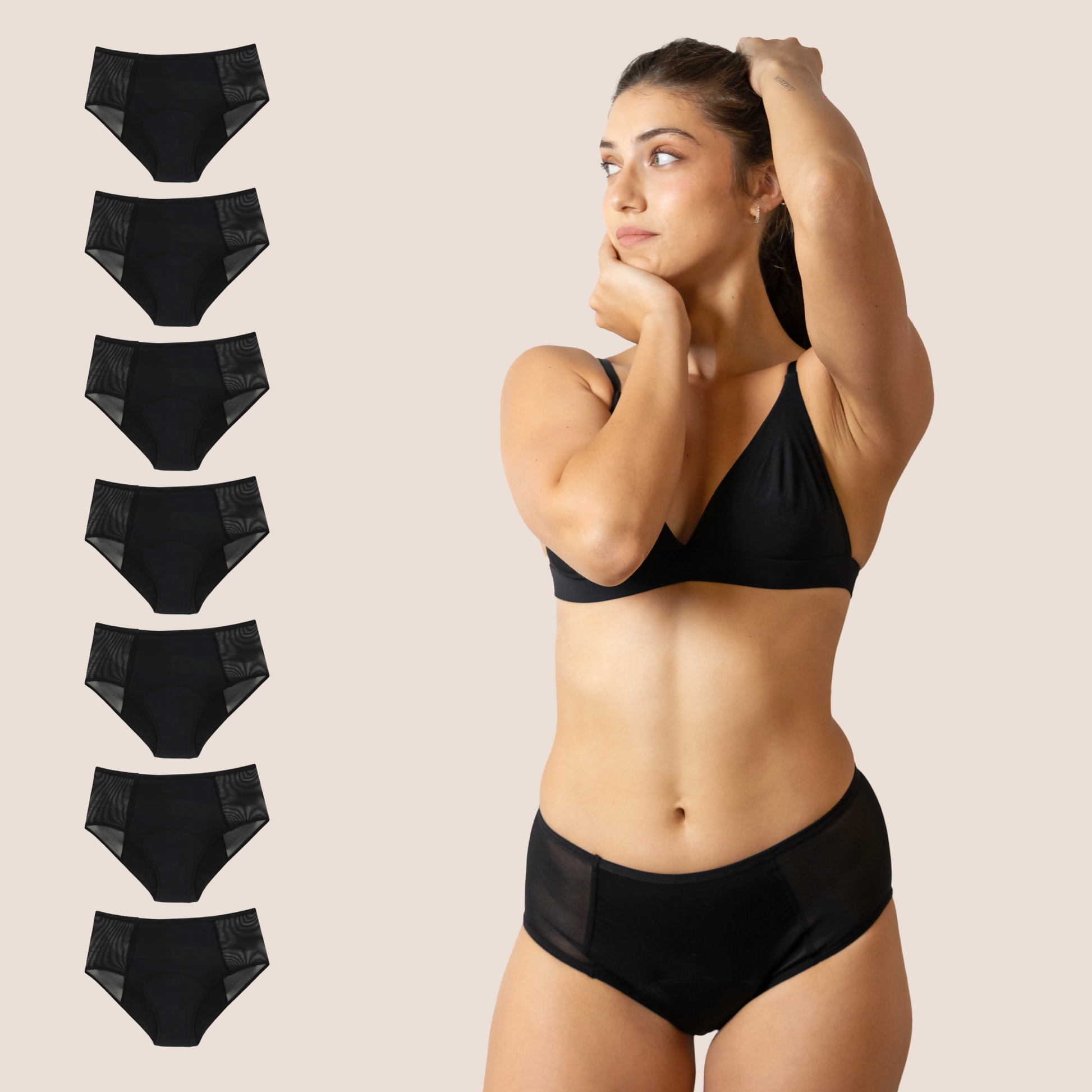 Periodenunterwäsche Hohe Taille Transparente Hüften pack 7