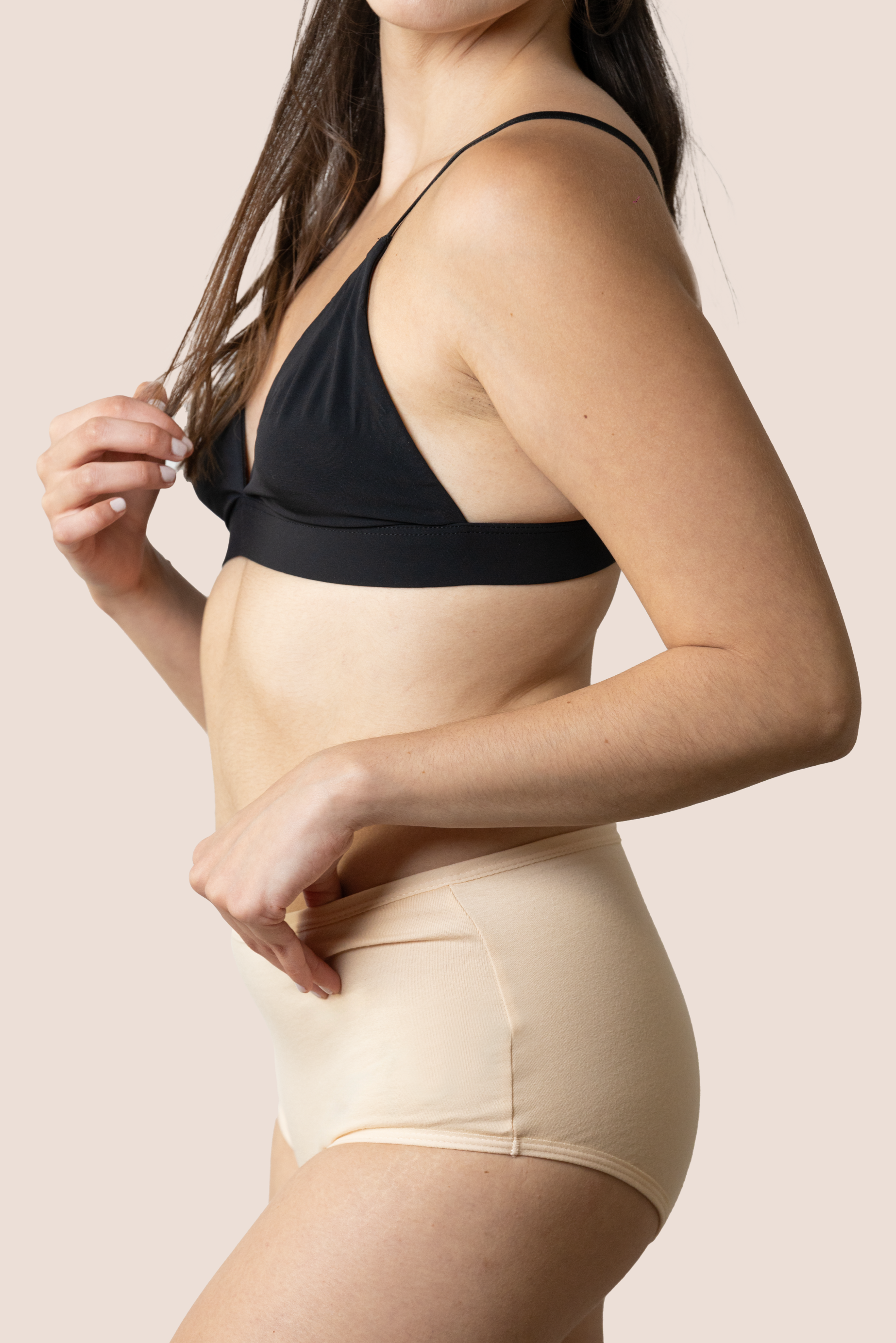 Periodenunterwäsche für Teenager Hohe Taille Beige close up general