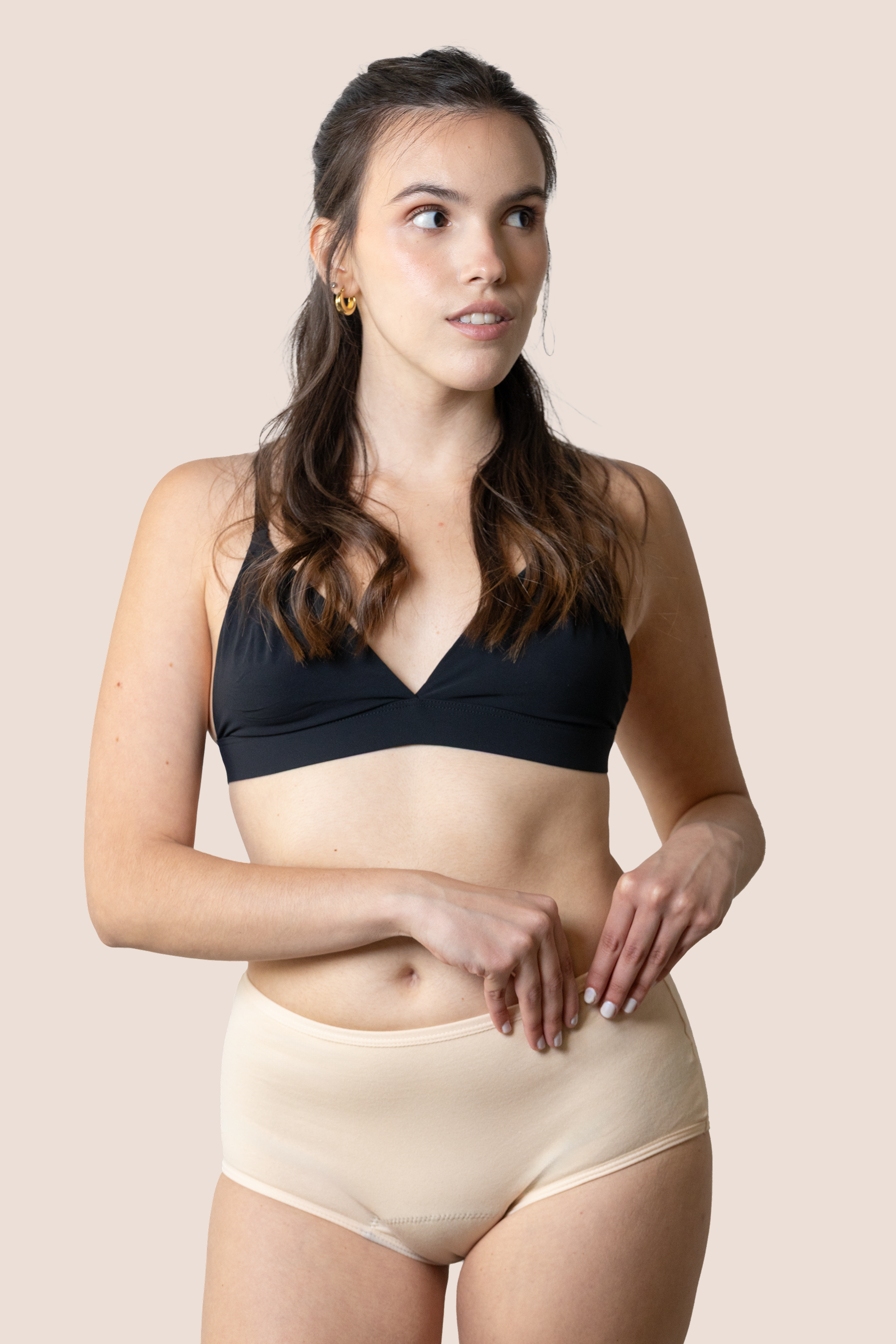 Periodenunterwäsche für Teenager Hohe Taille Beige front general