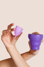 Set Menstruationstasse + Sterilisationsgefäß + Baumwollbeutel