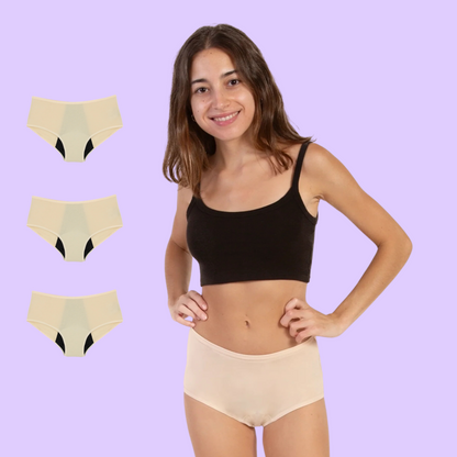 periodenunterwasche fur teenager hohe taille beige pack 3